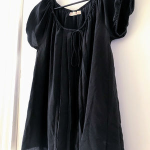 Eva Mendes Black Peasant Short Sleeve Blouse Small